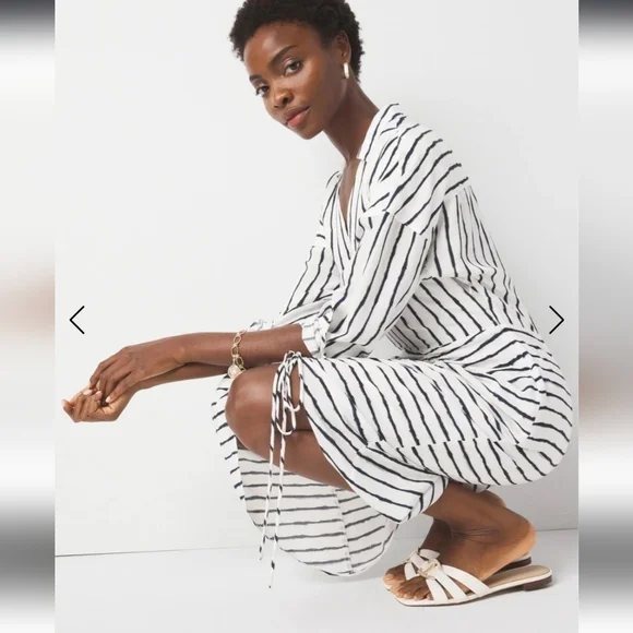 Ruched Crepe Midi Shirt Dress - Picture 4 of 6